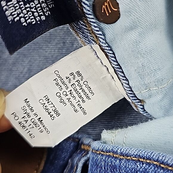 Madewell -1107 Blue Chewed-Hem Edition 10" High-Rise Skinny‎ Jeans Size 28 - Picture 6 of 10